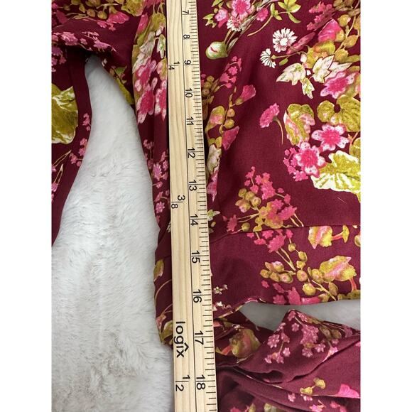 Rachel Roy Burgundy Floral Cropped One Shoulder Women’s Top - Picture 7 of 8